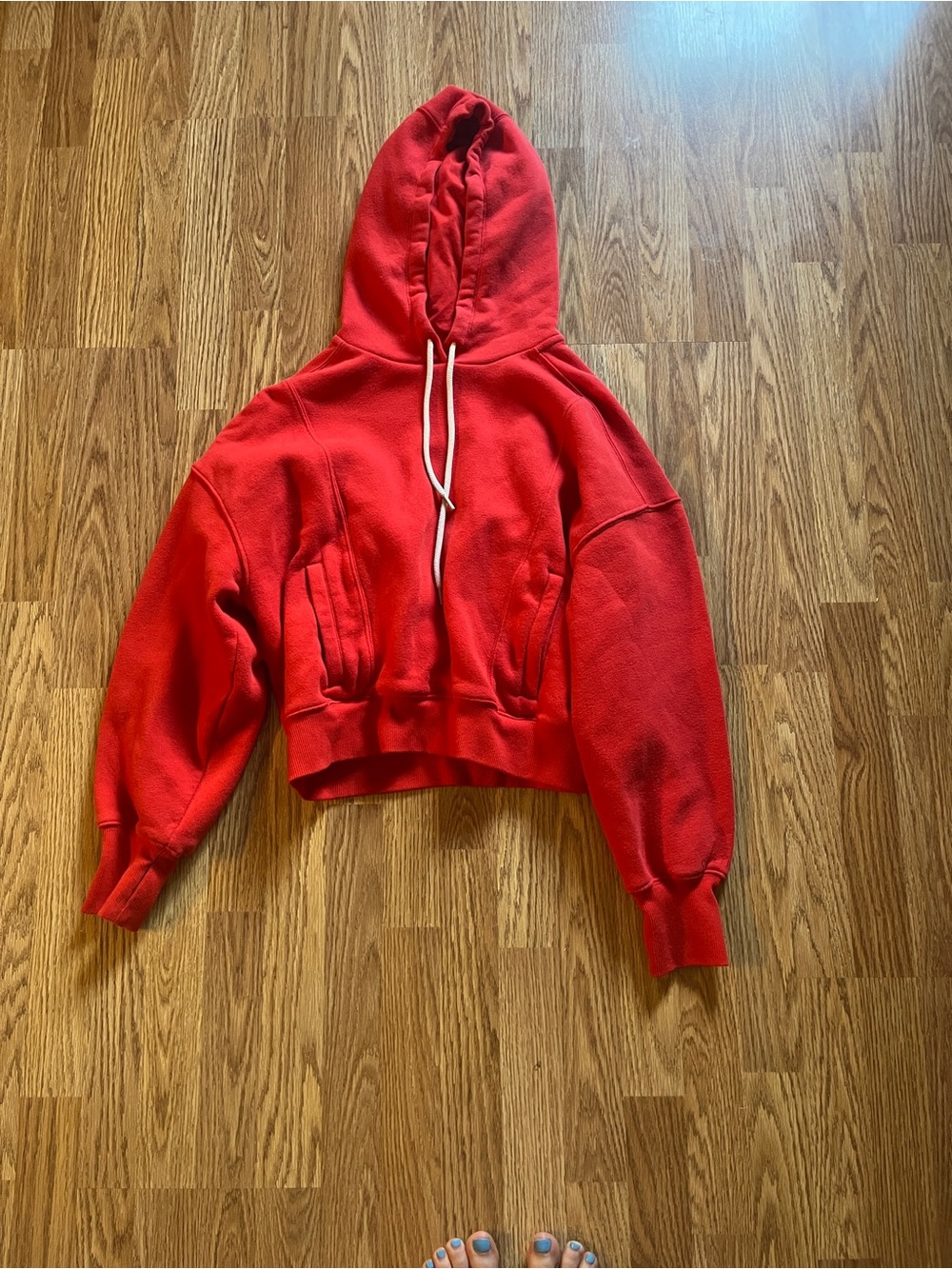 aerie Red Cropped Hoodie Sweatshirt
